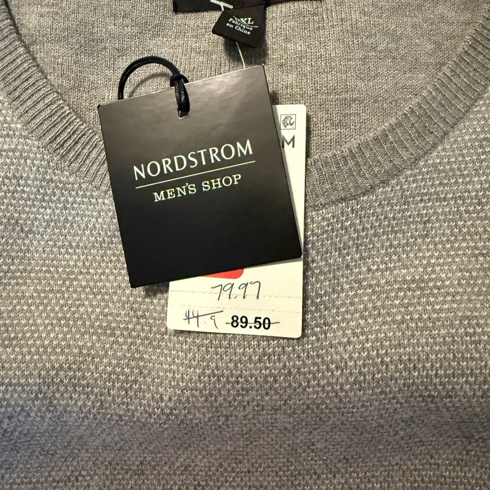 Nordstrom Men’s 3XL Gray Wool Blend Waffle Knit Crewneck Sweater NWT